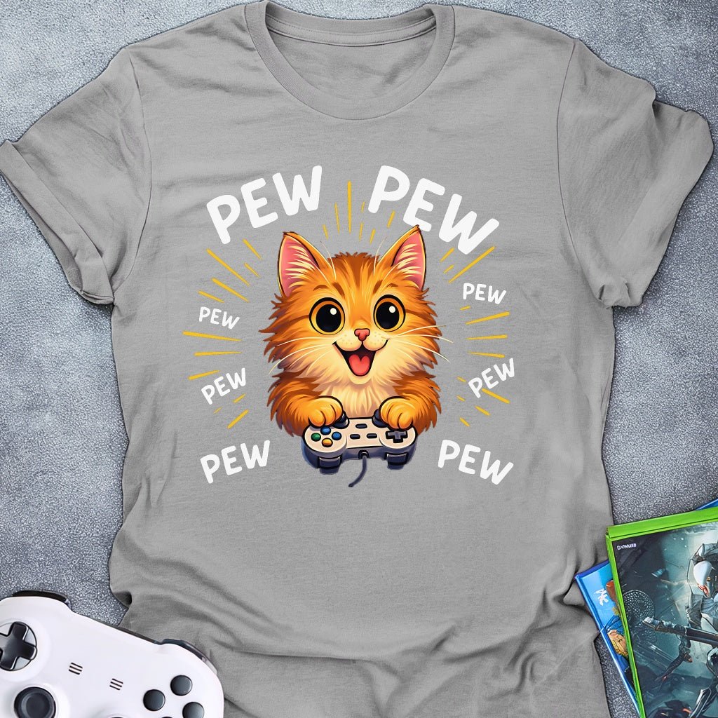 Pew Pew Cat Yellow T-Shirt