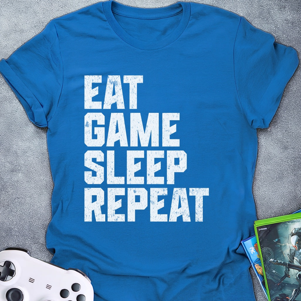 Eat Game Sleep Repeat Text T-Shirt