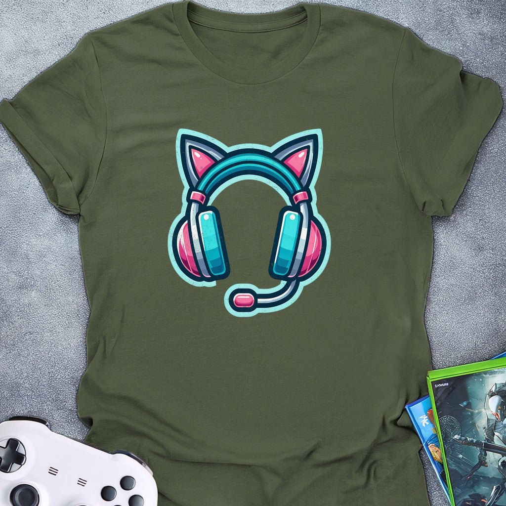 Gaming Cat Headphone T-Shirt