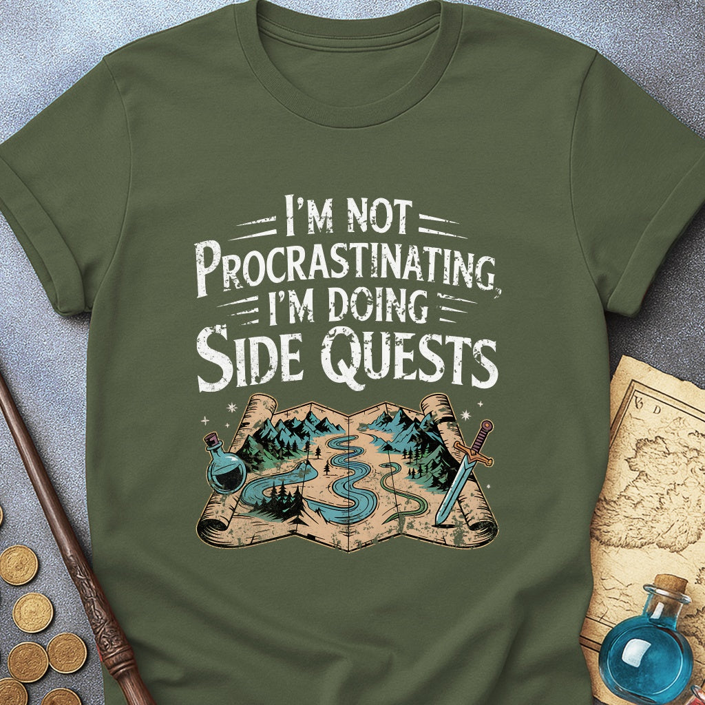 I'm Doing Side Quests Map T-Shirt (Intentional Distressed Look)