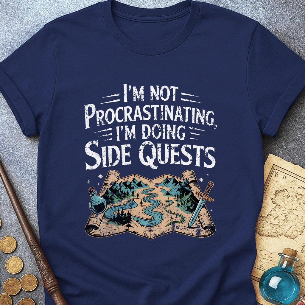 I'm Doing Side Quests Map T-Shirt (Intentional Distressed Look)