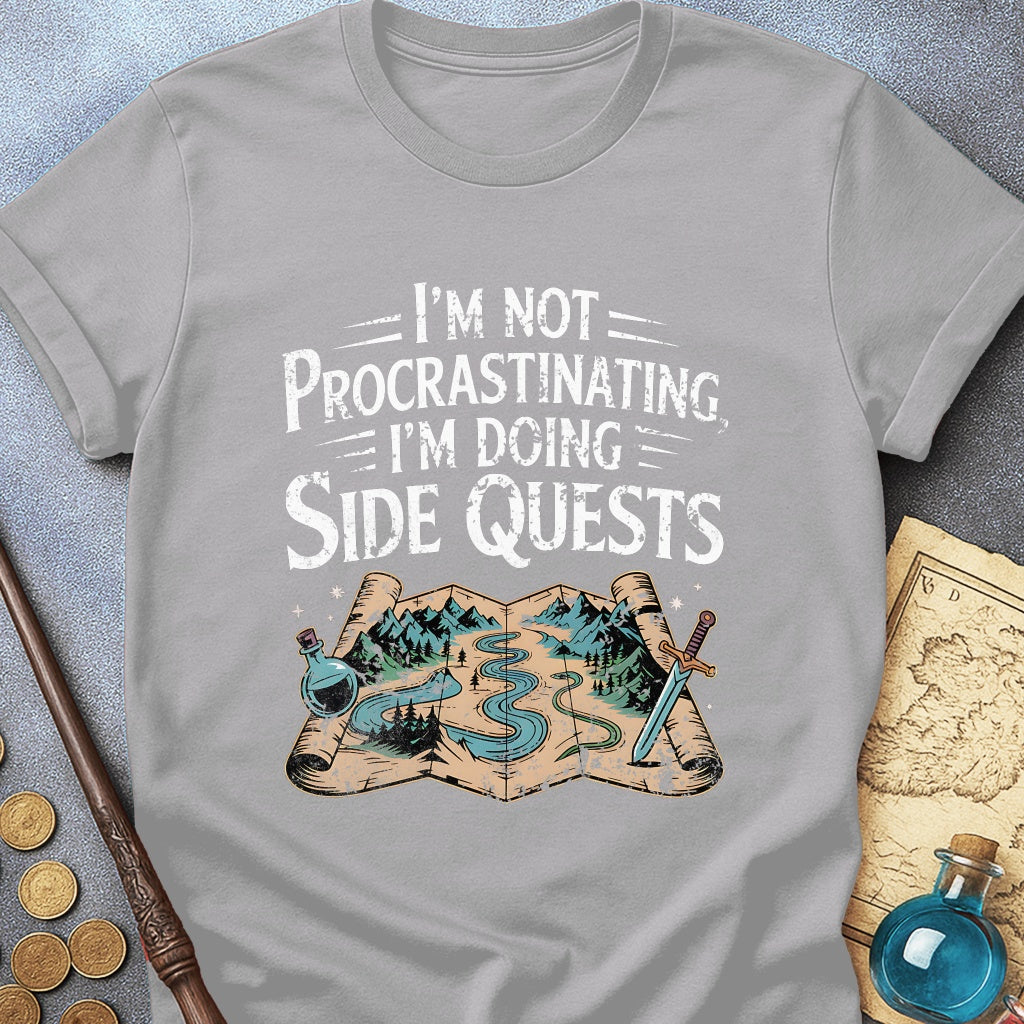I'm Doing Side Quests Map T-Shirt (Intentional Distressed Look)
