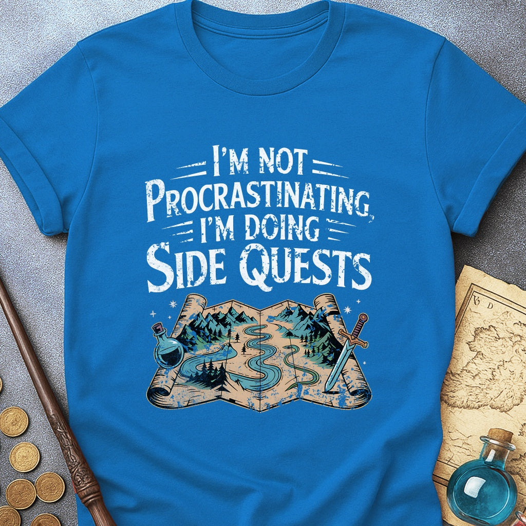 I'm Doing Side Quests Map T-Shirt (Intentional Distressed Look)