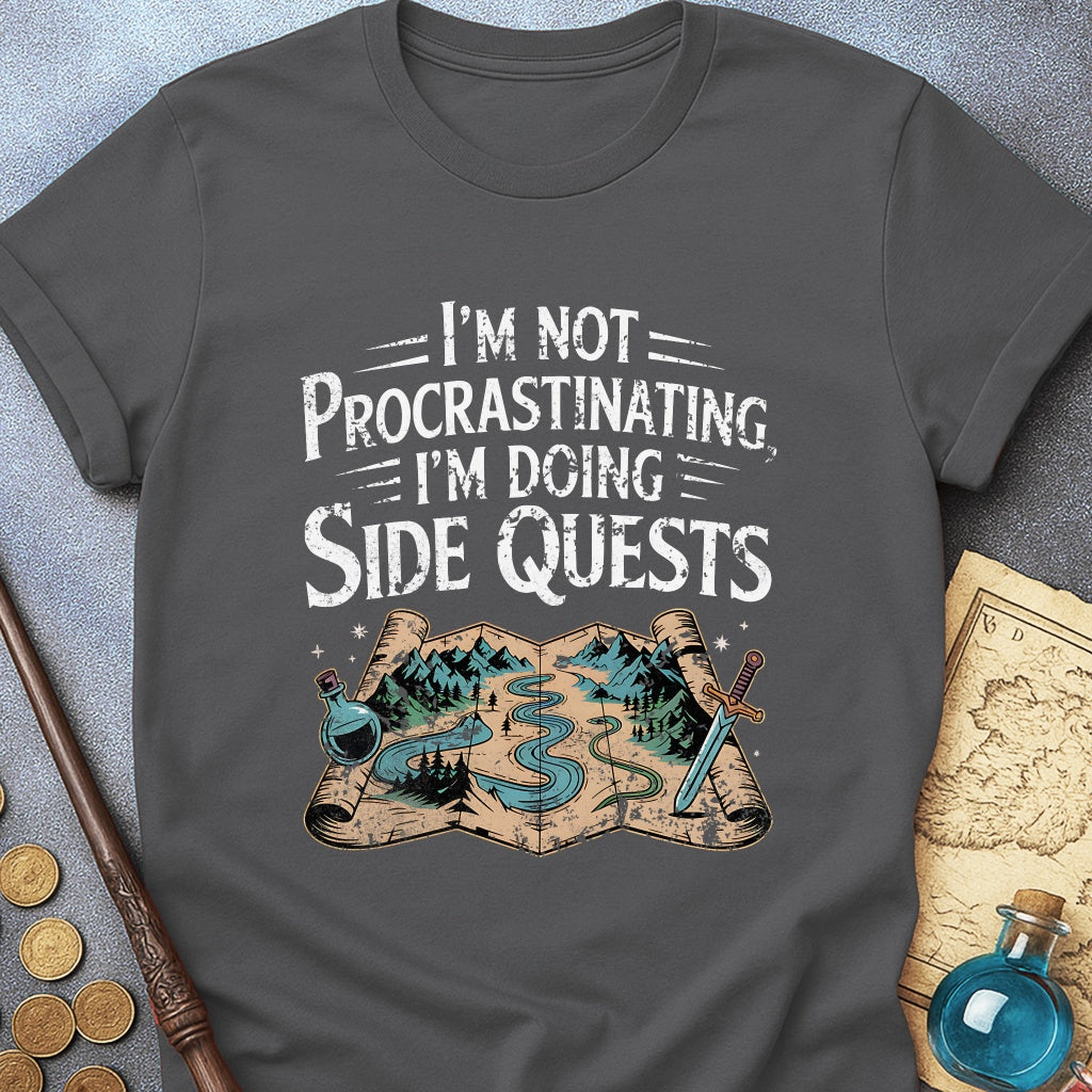 I'm Doing Side Quests Map T-Shirt (Intentional Distressed Look)