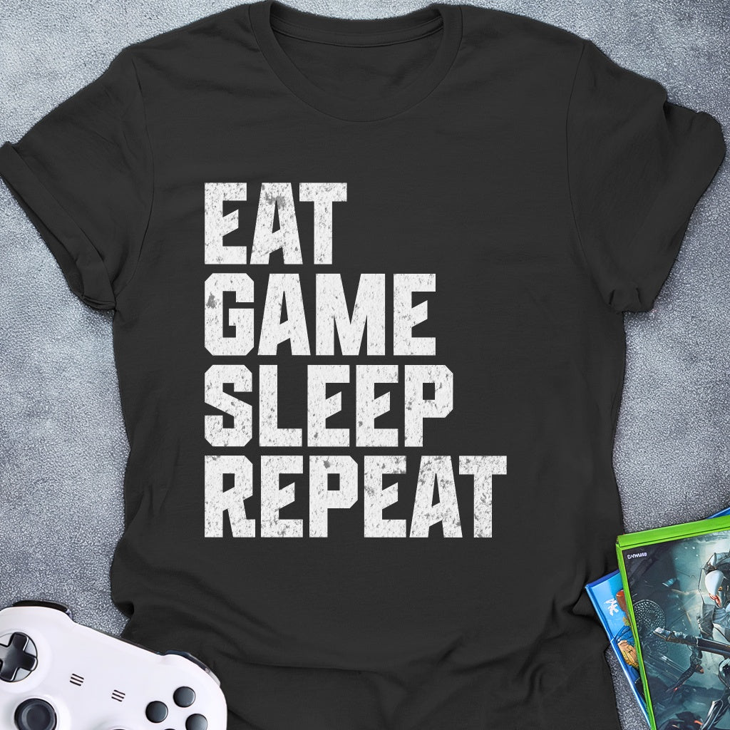 Eat Game Sleep Repeat Text T-Shirt