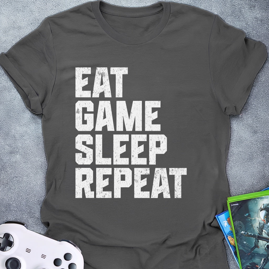 Eat Game Sleep Repeat Text T-Shirt