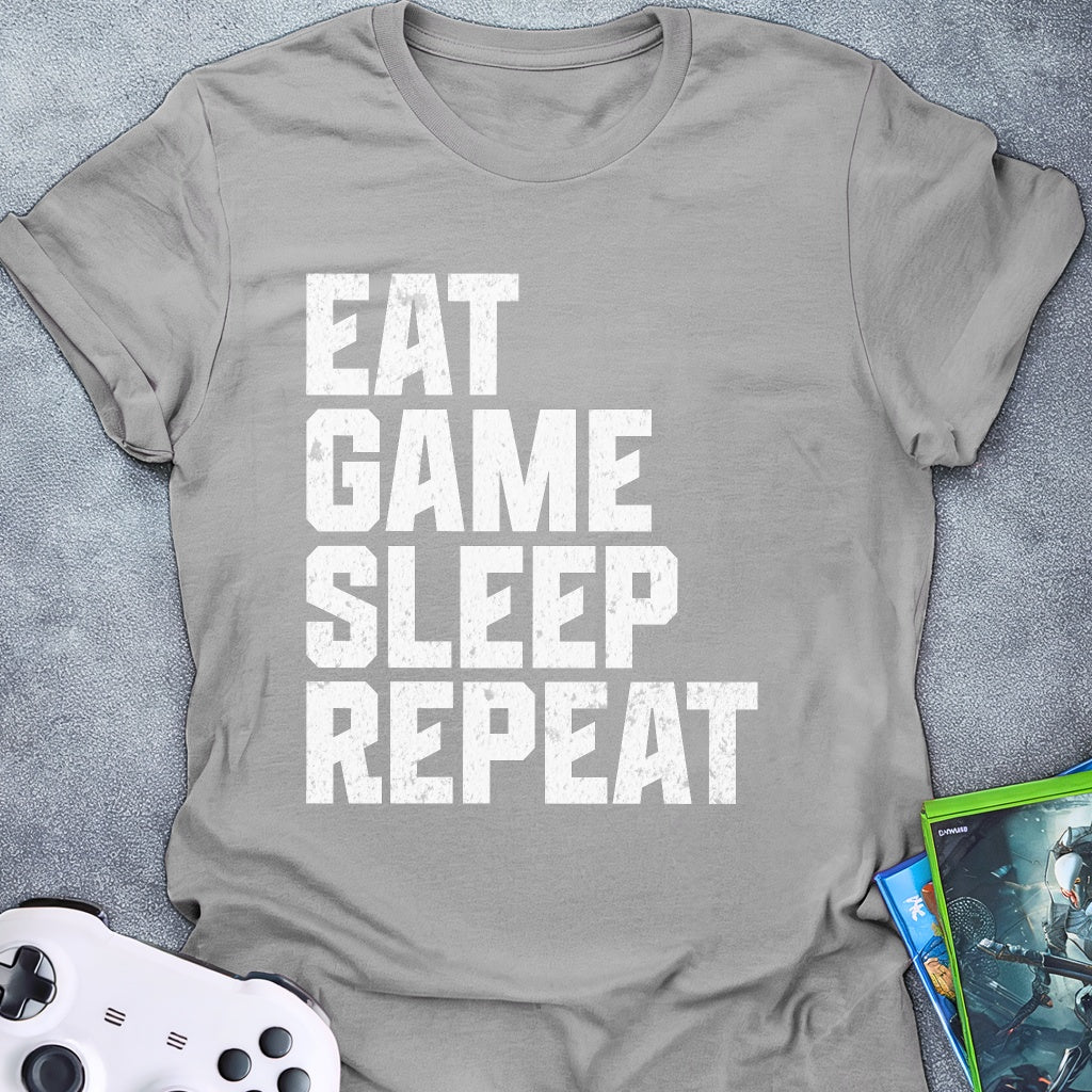 Eat Game Sleep Repeat Text T-Shirt