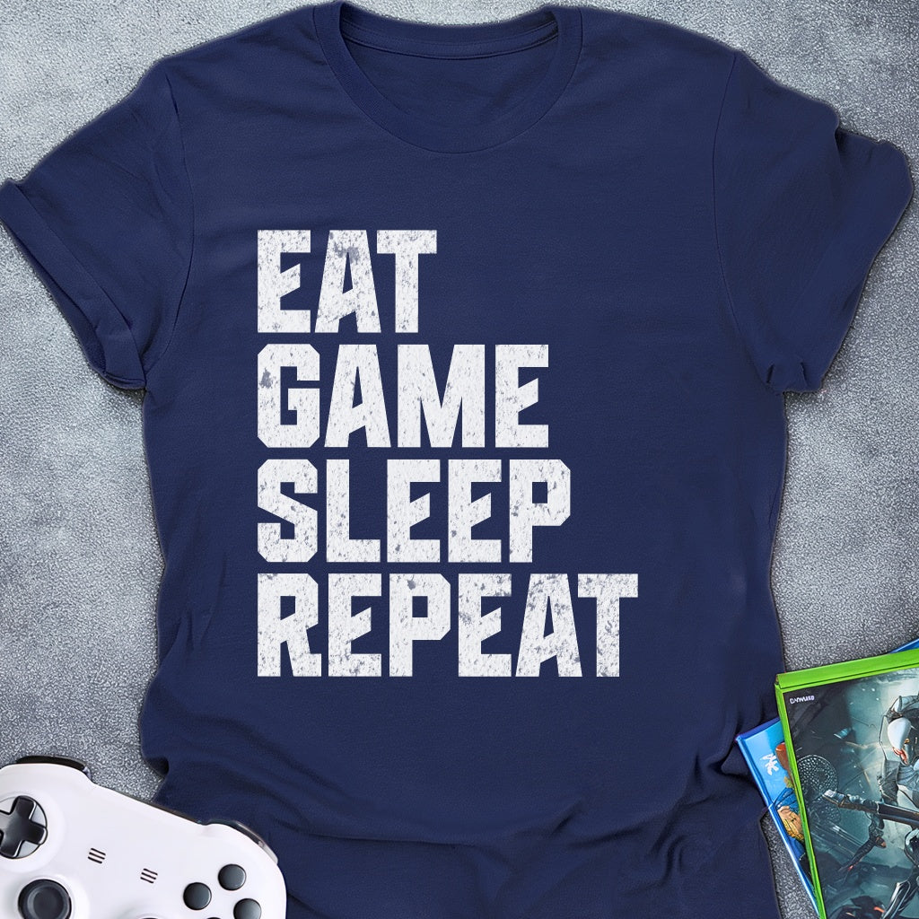 Eat Game Sleep Repeat Text T-Shirt