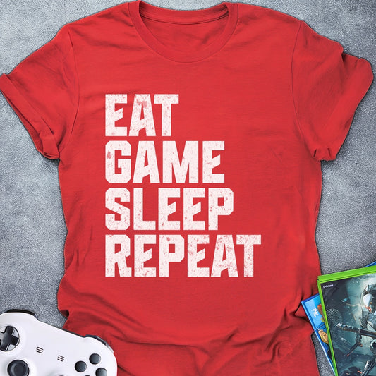 Eat Game Sleep Repeat Text T-Shirt
