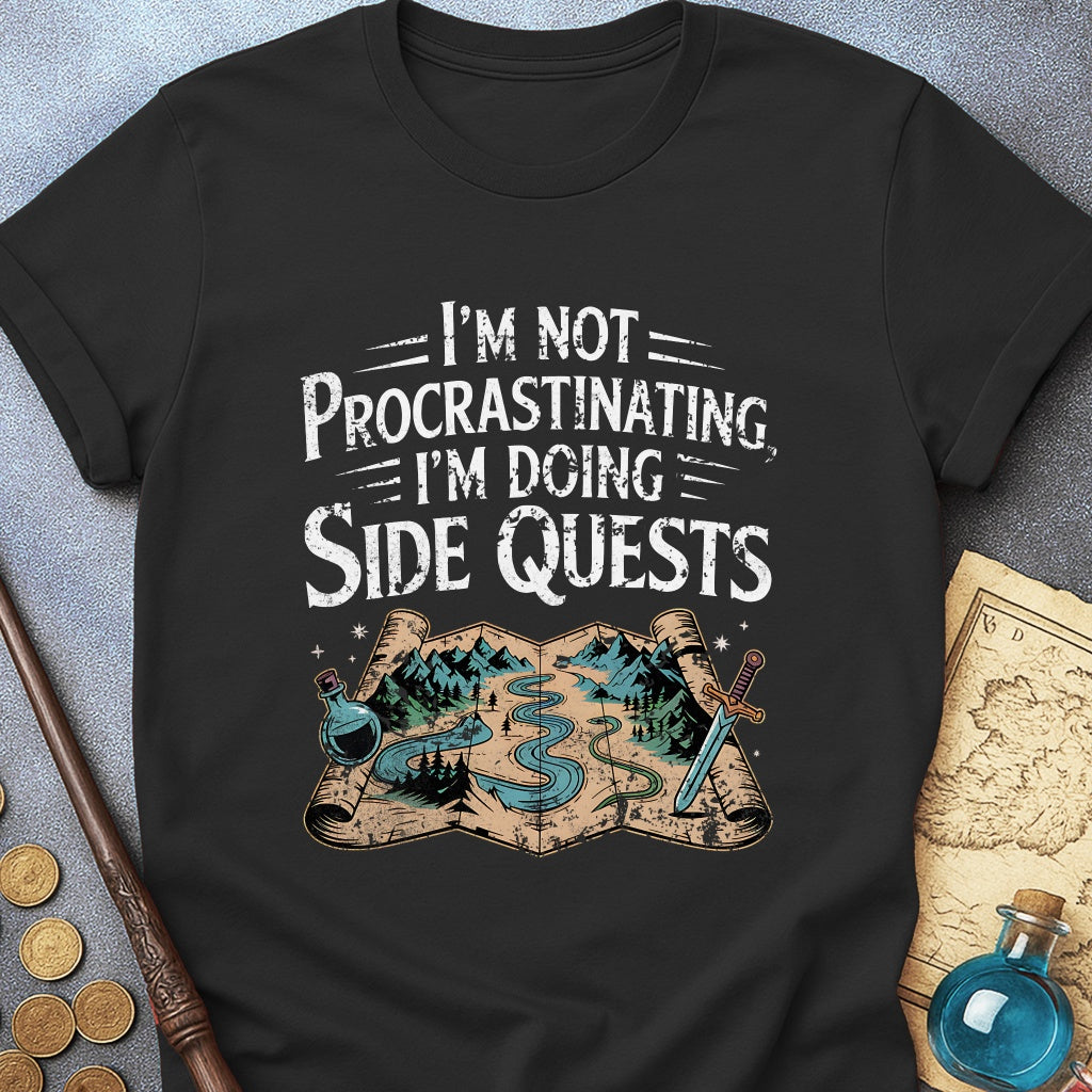 I'm Doing Side Quests Map T-Shirt (Intentional Distressed Look)