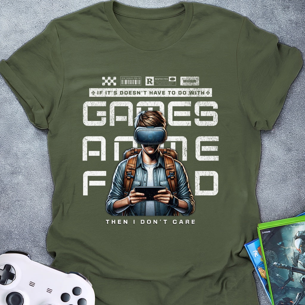 Anime, Games, or Food Male T-Shirt