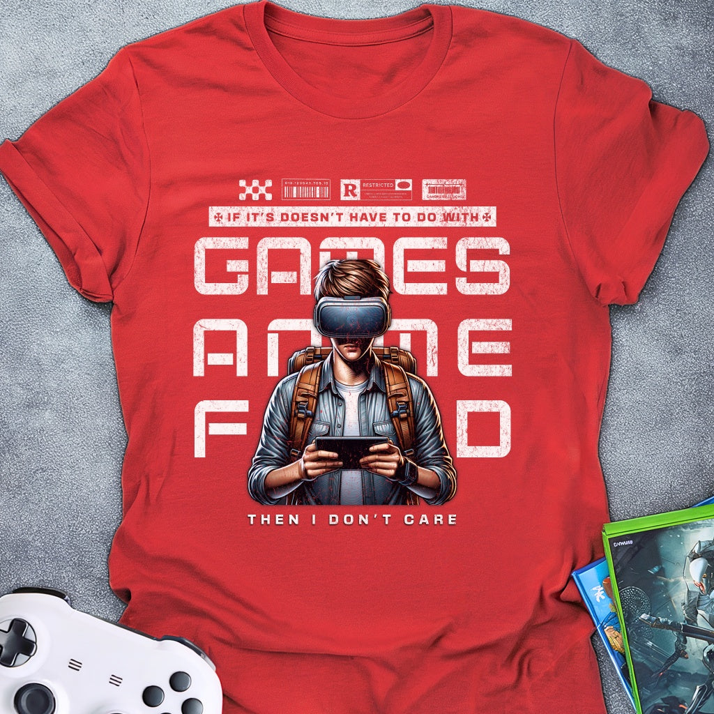 Anime, Games, or Food Male T-Shirt