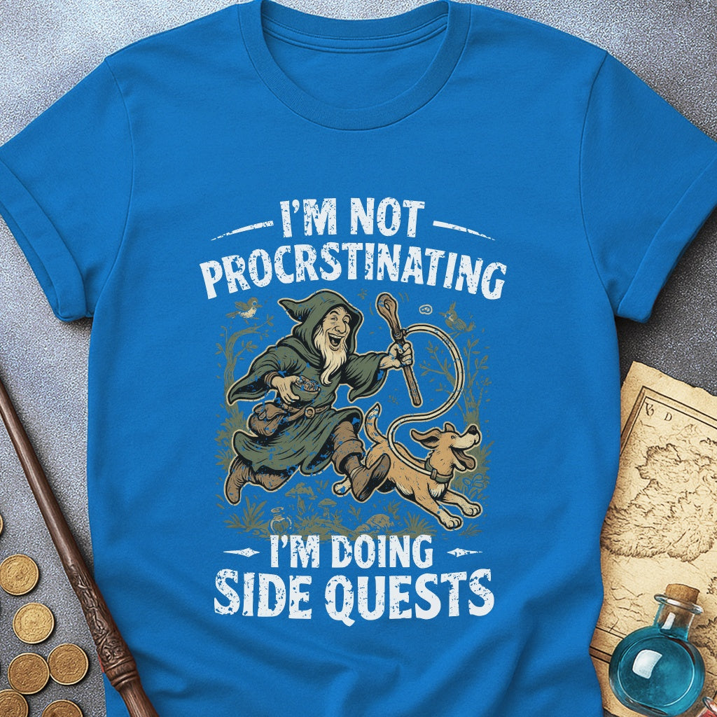 I'm Doing Side Quests Druid Dog T-Shirt (Intentional Distressed Look)