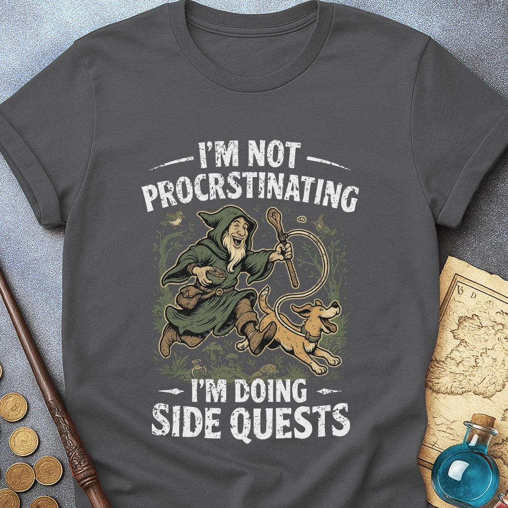 I'm Doing Side Quests Druid Dog T-Shirt (Intentional Distressed Look)