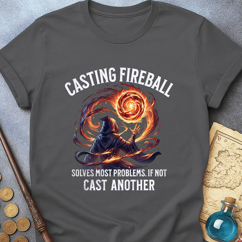 Casting Fireball Wizard T-Shirt