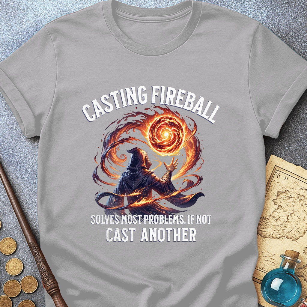 Casting Fireball Wizard T-Shirt