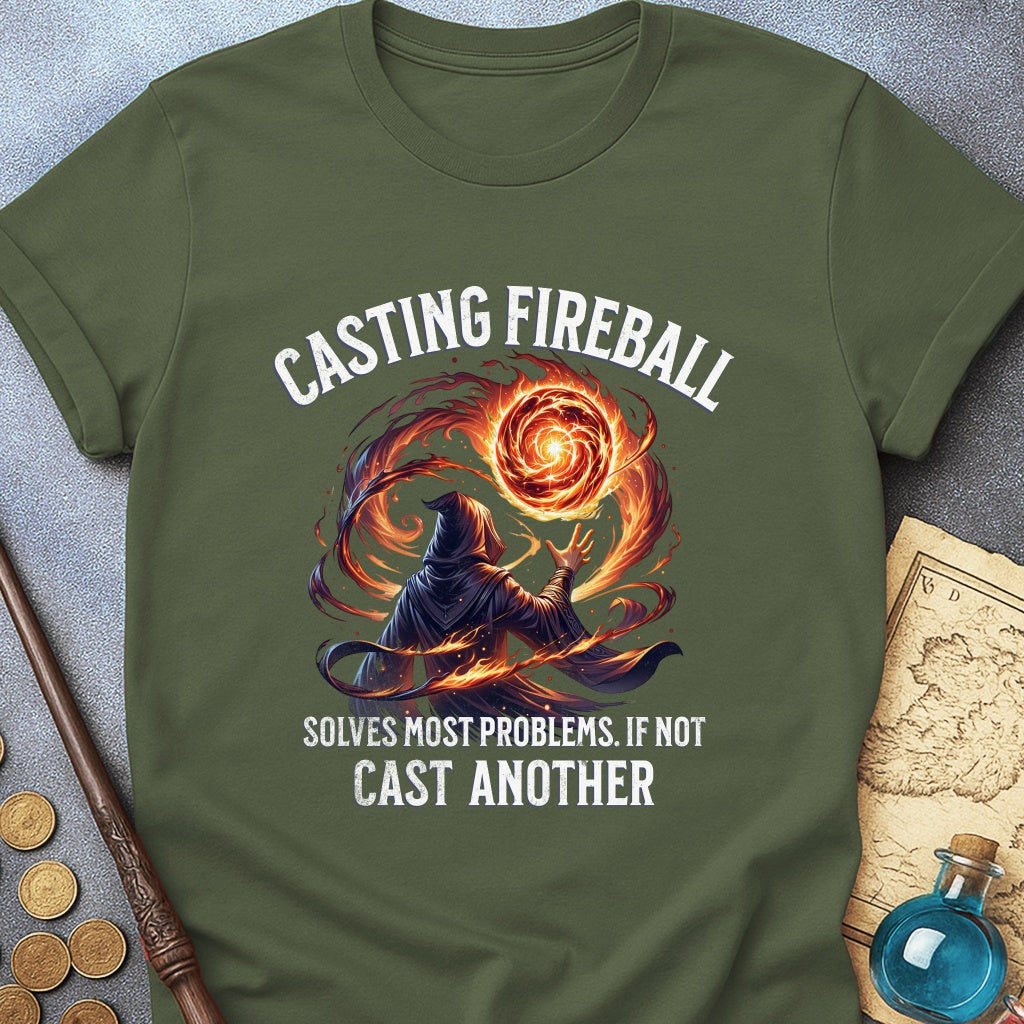 Casting Fireball Wizard T-Shirt