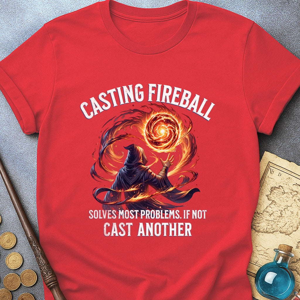 Casting Fireball Wizard T-Shirt