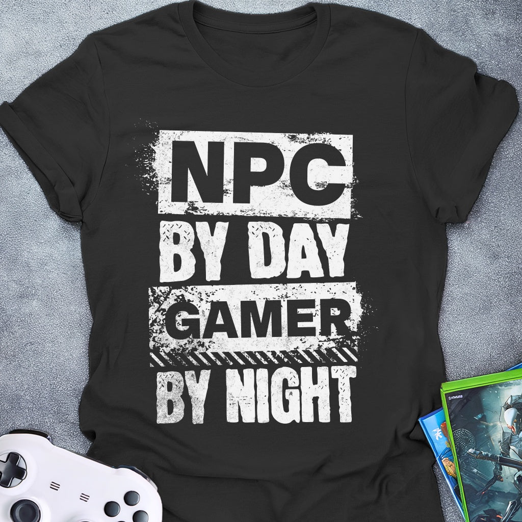 Gamer By Night Text T-Shirt
