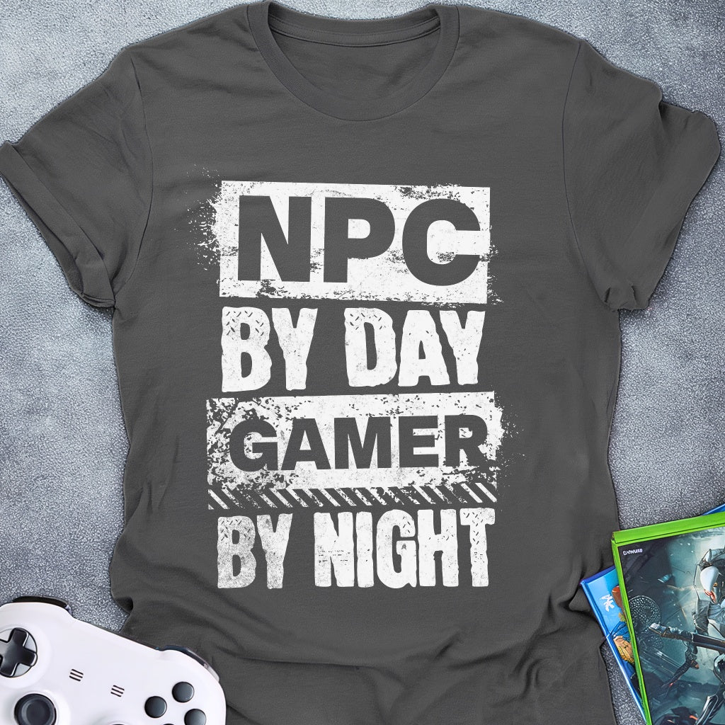 Gamer By Night Text T-Shirt