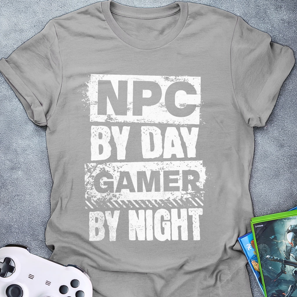 Gamer By Night Text T-Shirt
