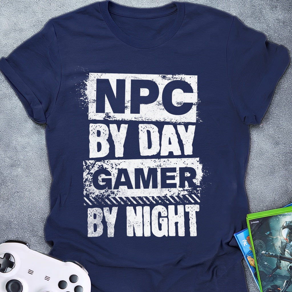 Gamer By Night Text T-Shirt