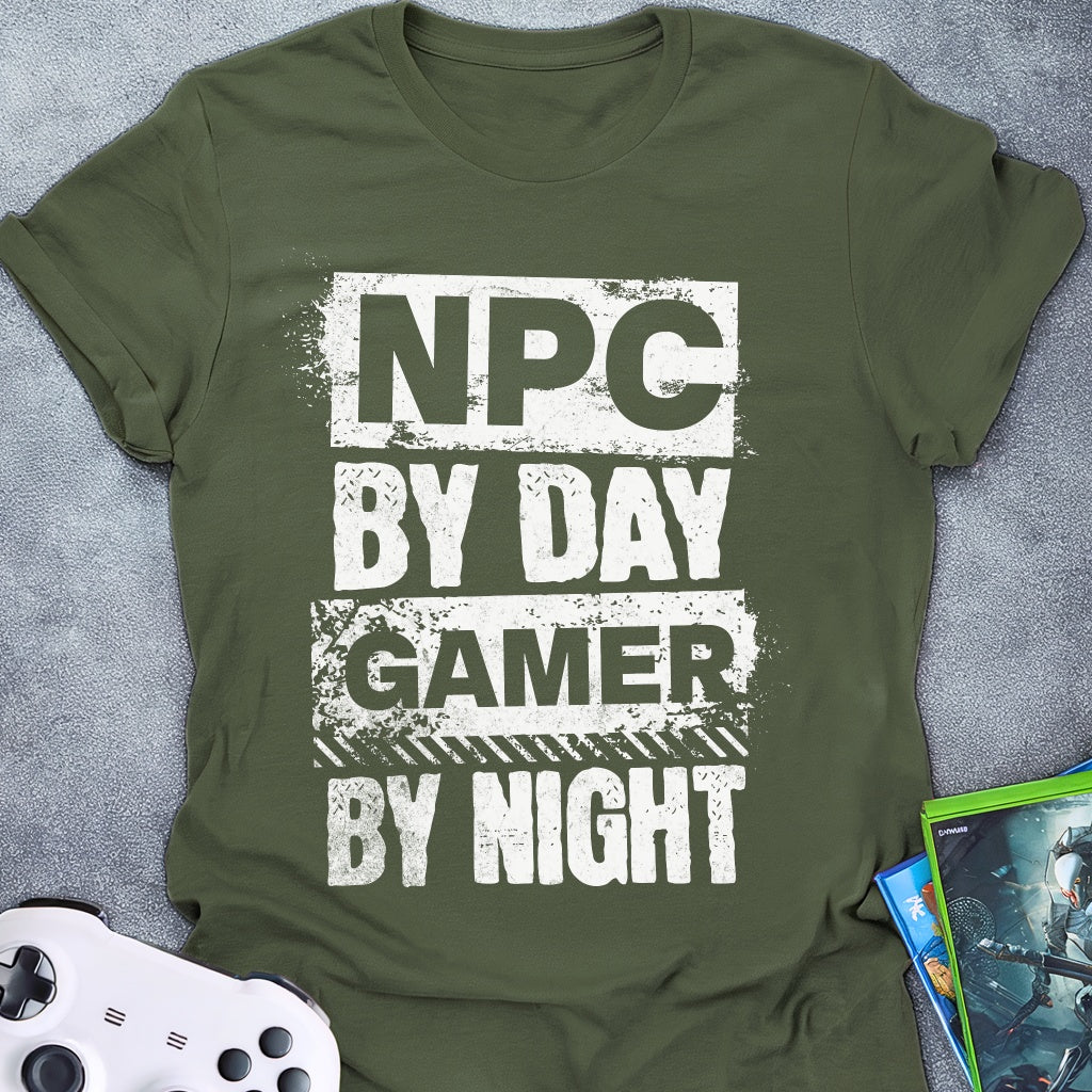 Gamer By Night Text T-Shirt
