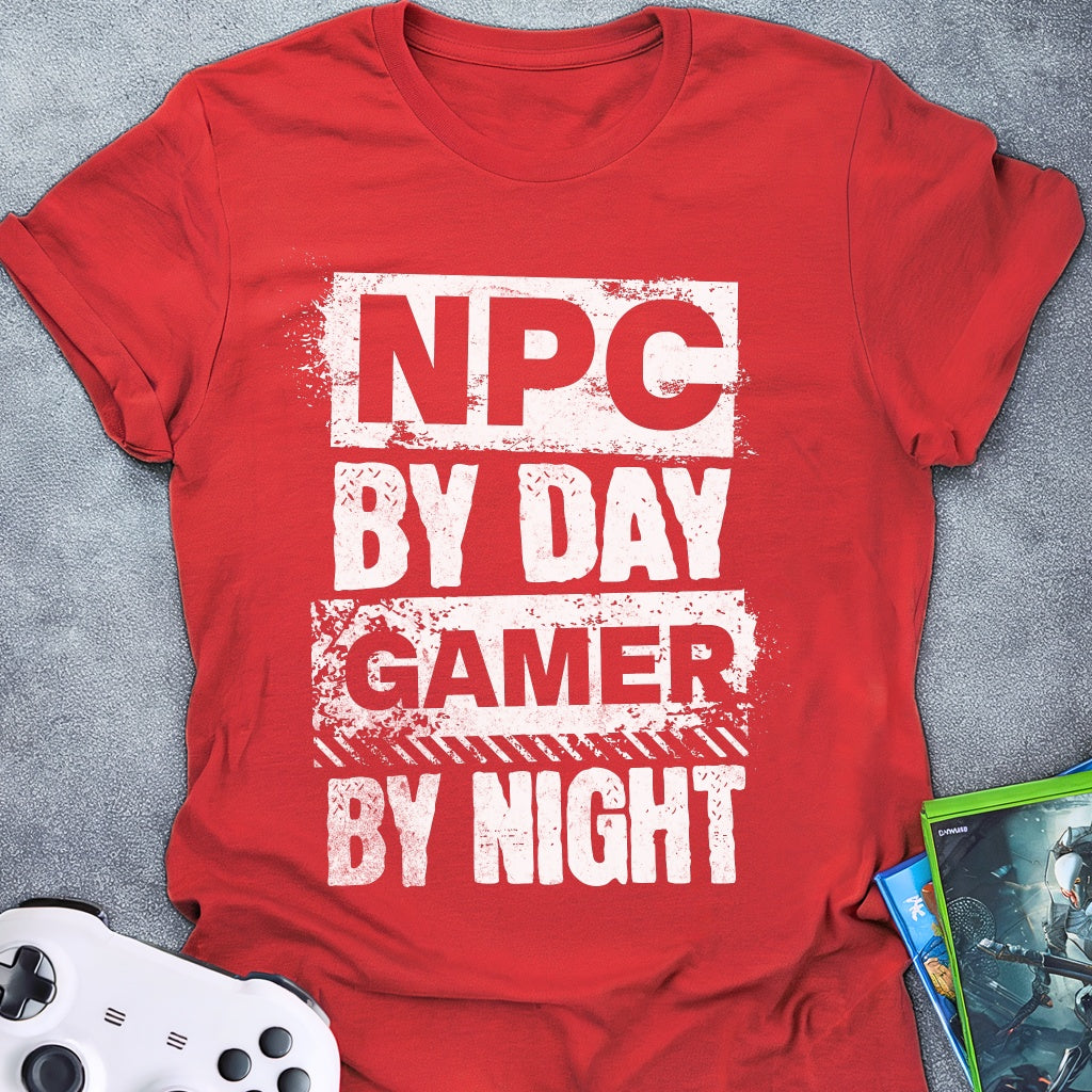 Gamer By Night Text T-Shirt