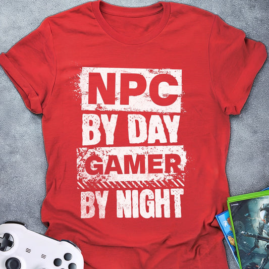 Gamer By Night Text T-Shirt