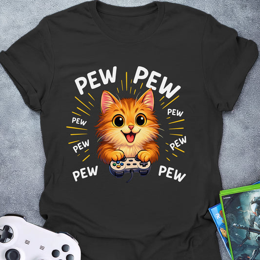 Pew Pew Cat Yellow T-Shirt